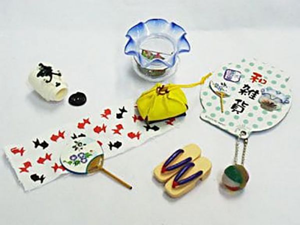 RE-MENT 袖珍系列 和雜貨 單售 2號 夏 門廊納涼 黃巾 異色 食玩 盒玩 中古品-A級  