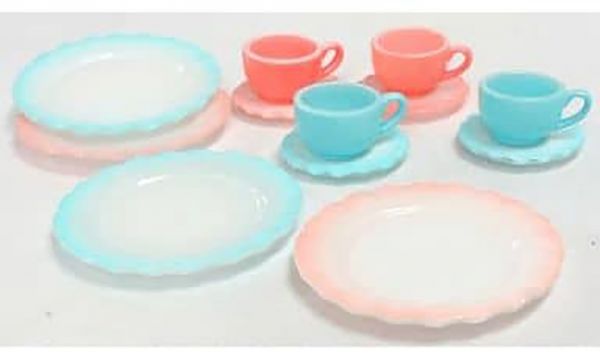 RE-MENT 袖珍系列 夢幻食器 餐具 單售 12號 褶邊花園杯盤組 食玩 盒玩 中古品-A級 
