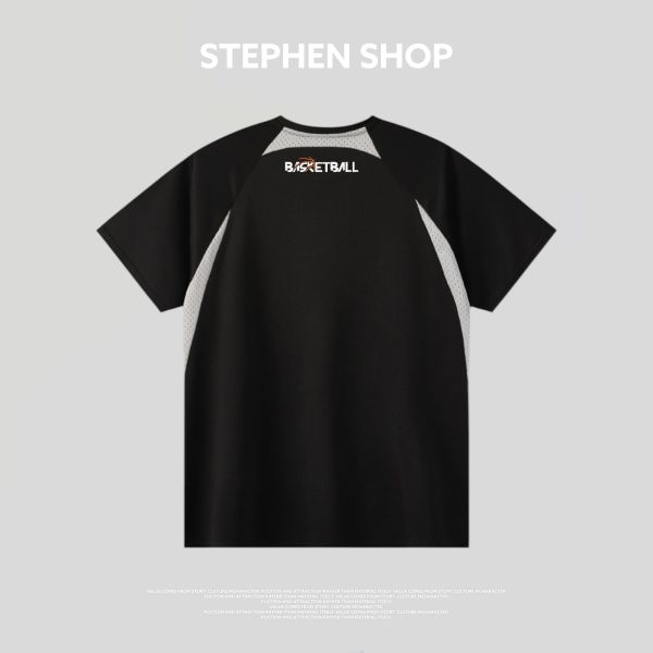BASKETBALL 拼接透氣短T 