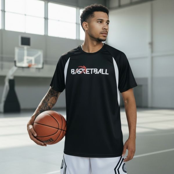 BASKETBALL 拼接透氣短T 