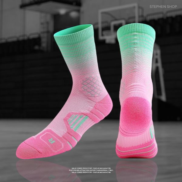 籃球毛巾底漸變襪 