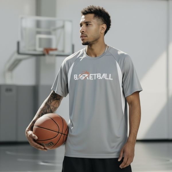 BASKETBALL 拼接透氣短T 