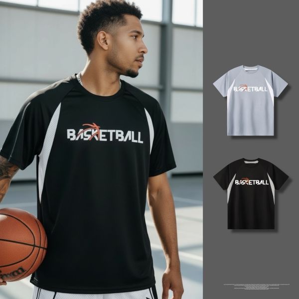 BASKETBALL 拼接透氣短T 