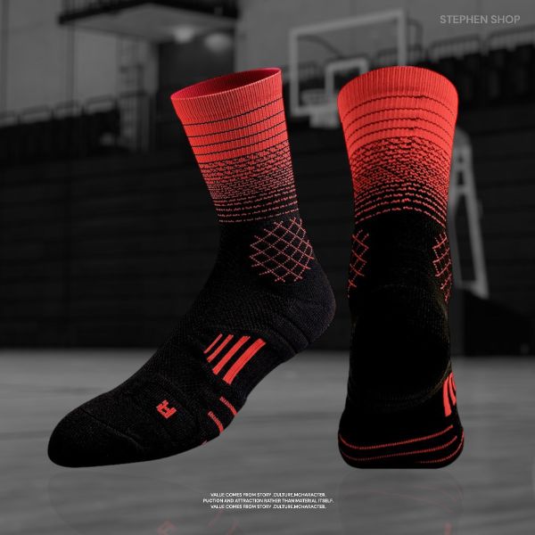 籃球毛巾底漸變襪 