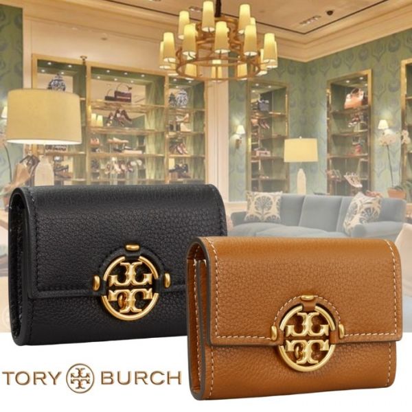 Tory Burch Miller荔枝紋牛皮迷你翻蓋短夾 TB包