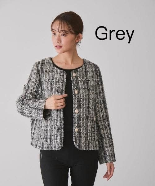 日本 小香風混色粗花呢 金釦外套 日本 小香風混色粗花呢 金釦外套