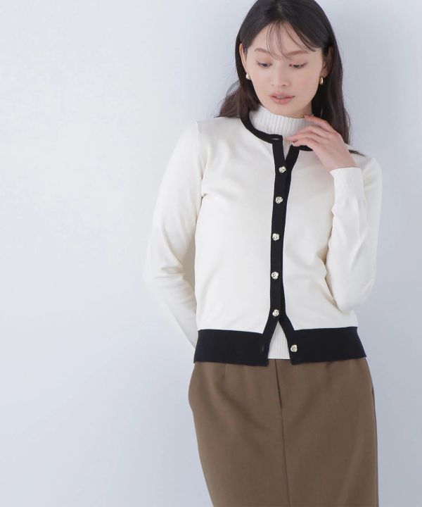 日本NATURAL BEAUTY BASICバイカラーアンサンブルOL最愛的撞色二件組套裝 開襟衫 日本NATURAL BEAUTY BASICバイカラーアンサンブルOL最愛的撞色二件組套裝 開襟衫