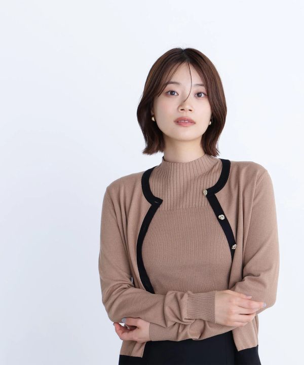 日本NATURAL BEAUTY BASICバイカラーアンサンブルOL最愛的撞色二件組套裝 開襟衫 日本NATURAL BEAUTY BASICバイカラーアンサンブルOL最愛的撞色二件組套裝 開襟衫