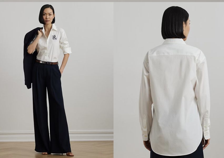 日本 Ralph Lauren 襯衫/女式襯衫 寬鬆彈性棉質襯衫 日本 Ralph Lauren 襯衫/女式襯衫 寬鬆彈性棉質襯衫