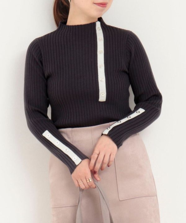 日本NOLLEY'S MALL 前排紐扣配色拉美套頭針織衫 日本NOLLEY'S MALL 前排紐扣配色拉美套頭針織衫