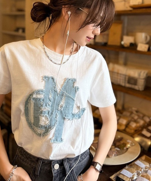 日本 mily bilet 牛仔流蘇貼片T恤 日本 mily bilet 牛仔流蘇貼片T恤