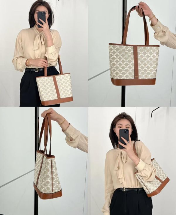 CELINE CABAS 帆布牛皮飾邊托特包(售價已折) CELINE CABAS 帆布牛皮飾邊托特包