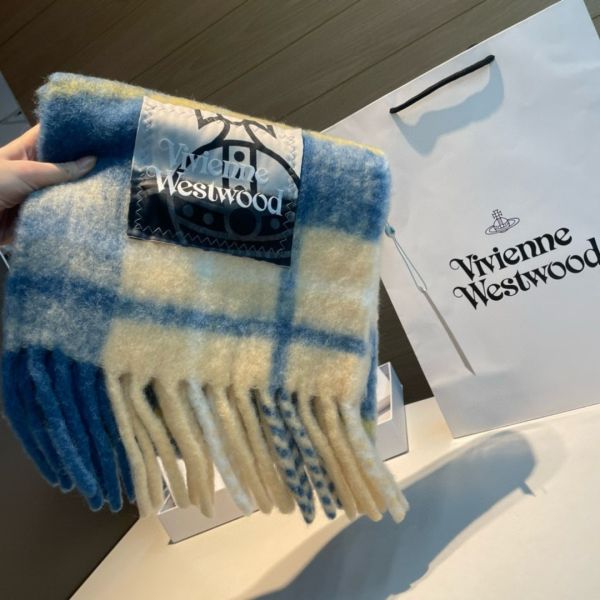 日本Vivienne Westwood 格紋毛海圍巾 日本Vivienne Westwood 格紋毛海圍巾