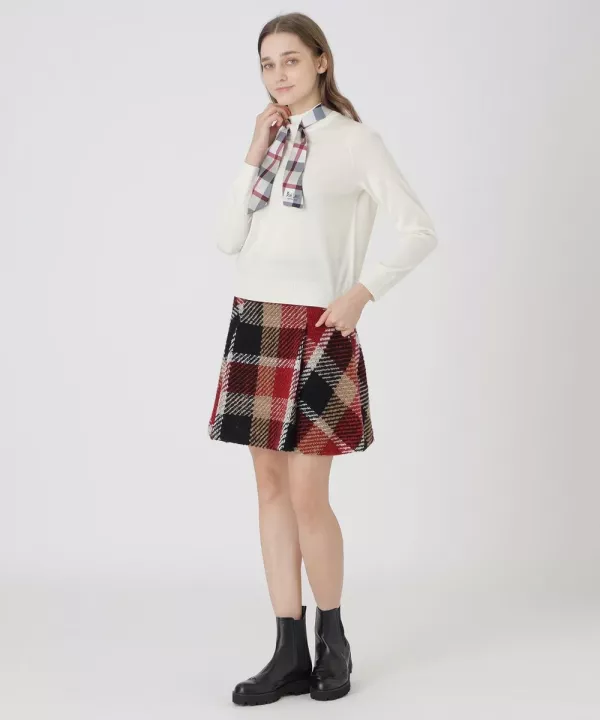 日本 BLUE LABEL CRESTBRIDGE羊毛腈綸混紡針織圍巾 日本 BLUE LABEL CRESTBRIDGE羊毛腈綸混紡針織圍巾