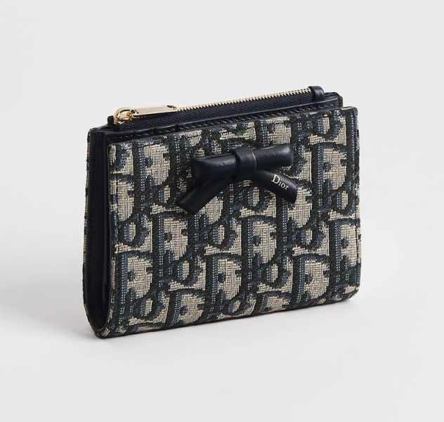 日本限定款DIOR Oblique Bow Dahliaウォレット蝴蝶結對開短夾 日本限定款DIOR Oblique Bow Dahliaウォレット蝴蝶結對開短夾