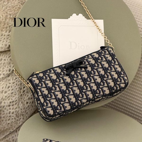 日本 DIOR Oblique Bow 附鏈帶蝴蝶結手拿包 日本 DIOR Oblique Bow 附鏈帶蝴蝶結手拿包