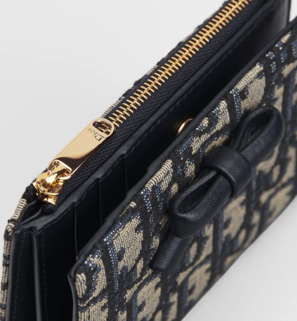 日本限定款DIOR Oblique Bow Dahliaウォレット蝴蝶結對開短夾 日本限定款DIOR Oblique Bow Dahliaウォレット蝴蝶結對開短夾