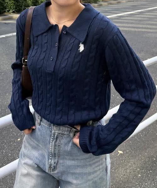 日本 別注款U.S. POLO ASSN. 麻花針織 POLO 上衣 日本 別注款U.S. POLO ASSN. 麻花針織 POLO 上衣