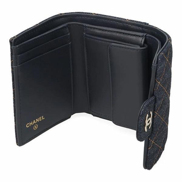 CHANEL 香奈兒牛仔布三折短夾(售價已折) CHANEL 香奈兒牛仔布三折短夾