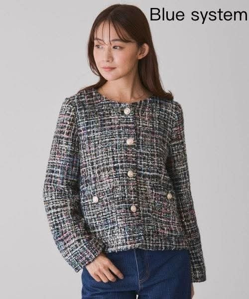 日本 小香風混色粗花呢 金釦外套 日本 小香風混色粗花呢 金釦外套