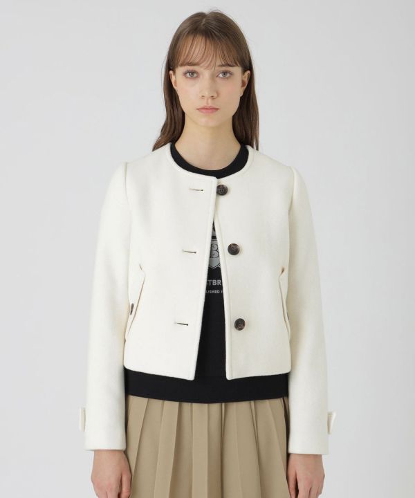 日本 BLUE LABEL 精美雙層海狸皮無領夾克 日本 BLUE LABEL 精美雙層海狸皮無領夾克