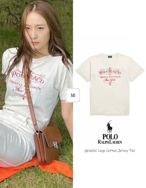 日本 Polo Ralph Lauren  Graphic Logo Cotton Jersey Tee 美式復古奶杏色T恤 鄭秀晶同款 日本 Polo Ralph Lauren  Graphic Logo Cotton Jersey Tee 美式復古奶杏色T恤 鄭秀晶同款
