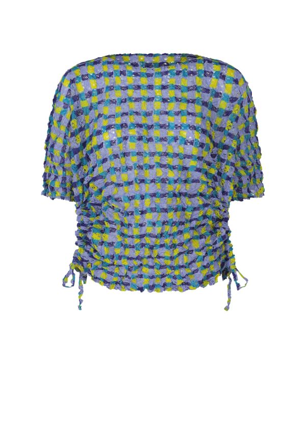 日本三宅一生me ISSEY MIYAKE  DRAWING CHECK LACE MERINGUE拉絲格紋蕾絲上衣 日本三宅一生me ISSEY MIYAKE  DRAWING CHECK LACE MERINGUE拉絲格紋蕾絲上衣
