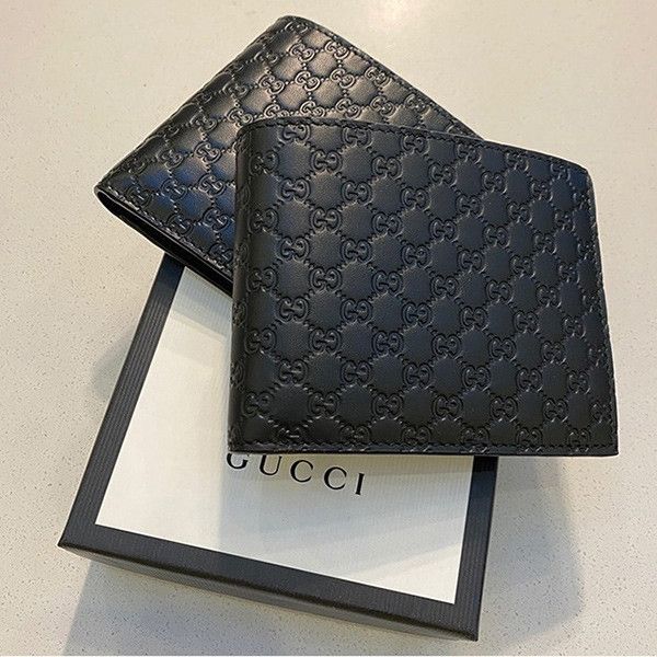 GUCCI 雙G壓紋對開短夾 GUCCI,牛皮,短夾