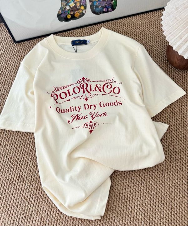 日本 Polo Ralph Lauren  Graphic Logo Cotton Jersey Tee 美式復古奶杏色T恤 鄭秀晶同款 日本 Polo Ralph Lauren  Graphic Logo Cotton Jersey Tee 美式復古奶杏色T恤 鄭秀晶同款
