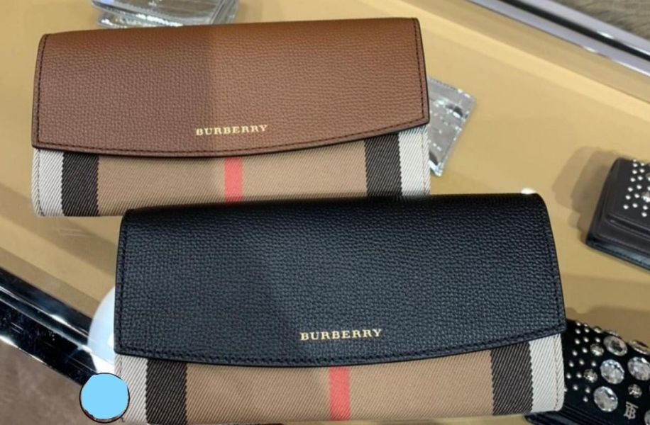特價BURBERRY House 格紋拼接皮革扣式長夾(售價已折) 日本代購,BURBERRY,House 長夾