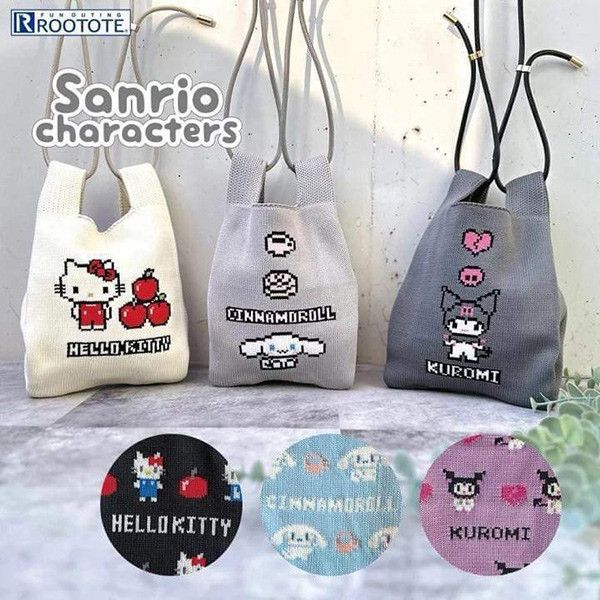 SANRIO × ROOTOTE Kitty 酷洛米 大耳狗 編織袋手機袋(共六色) SANRIO,Kitty,酷洛米,手機袋