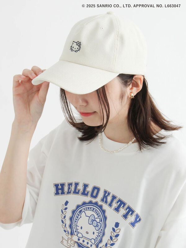 日本Te chichi TERRASSE x HELLO KITTY 刺繡燈芯絨帽 日本Te chichi TERRASSE x HELLO KITTY 刺繡燈芯絨帽