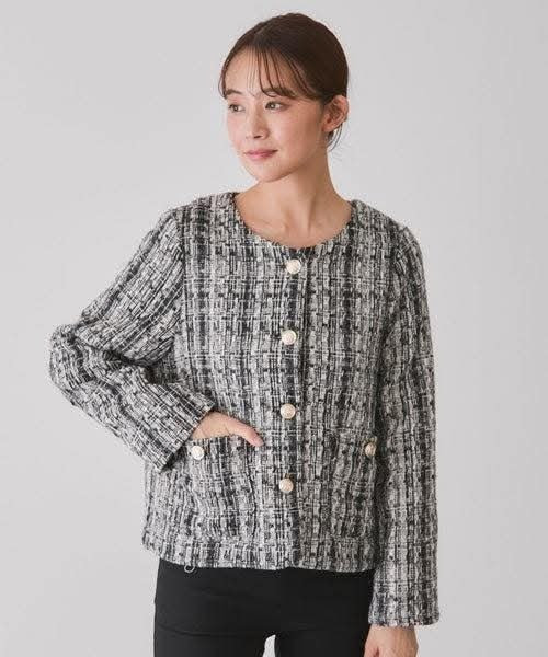 日本 小香風混色粗花呢 金釦外套 日本 小香風混色粗花呢 金釦外套