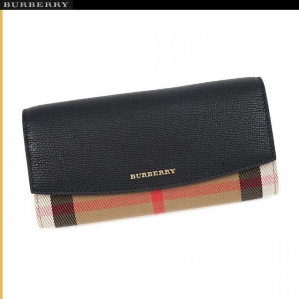 特價BURBERRY House 格紋拼接皮革扣式長夾(售價已折) 日本代購,BURBERRY,House 長夾