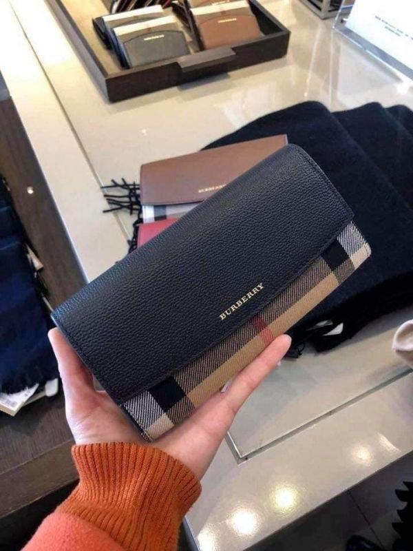 特價BURBERRY House 格紋拼接皮革扣式長夾(售價已折) 日本代購,BURBERRY,House 長夾