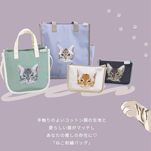 日本 Legato Largo NEKO 貓咪刺繡兩用單肩包(共四色) Legato Largo,貓,刺繡,斜背包