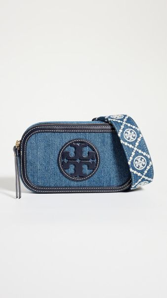 TORY BURCH Miller迷你牛仔雙拉鍊相機包 TORY BURCH  Miller 迷你牛仔雙拉鍊相機包