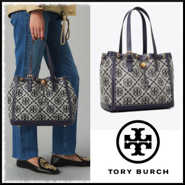 TORY BURCH T MONOGRAM 緹花小托特包 TORY BURCH Tote