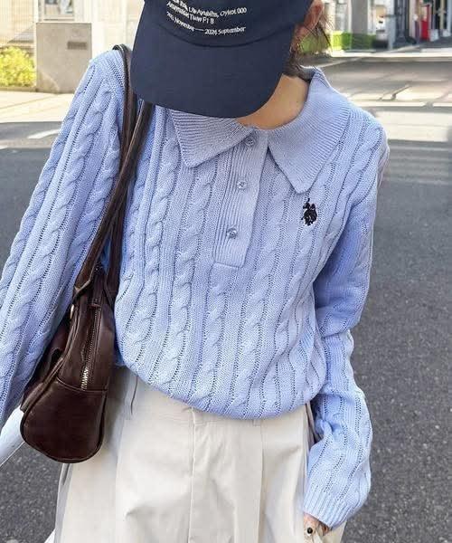 日本 別注款U.S. POLO ASSN. 麻花針織 POLO 上衣 日本 別注款U.S. POLO ASSN. 麻花針織 POLO 上衣