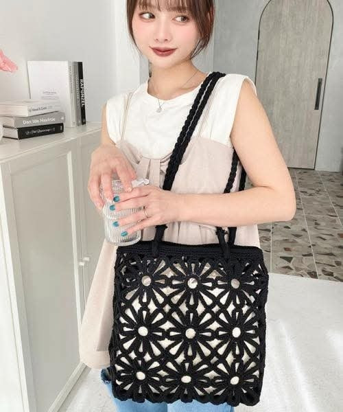 日本 花花編織tote bag 日本 花花編織tote bag