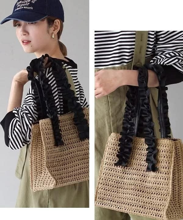 日本荷葉肩帶綴飾托特包 日本荷葉肩帶綴飾托特包