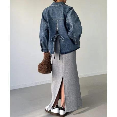 日本日牌後綁結丹寧牛仔外套 日本日牌後綁結丹寧牛仔外套