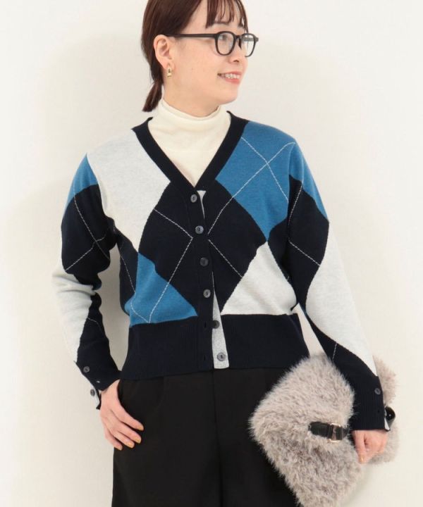 日本NOLLEY'S MALL 阿蓋爾提花V領開衫 日本NOLLEY'S MALL 阿蓋爾提花V領開衫