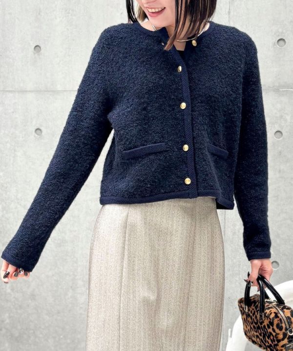 日本NOLLEY'S MALL 圈圈針織圓領開襟衫 日本NOLLEY'S MALL 圈圈針織圓領開襟衫