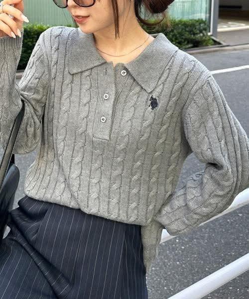 日本 別注款U.S. POLO ASSN. 麻花針織 POLO 上衣 日本 別注款U.S. POLO ASSN. 麻花針織 POLO 上衣