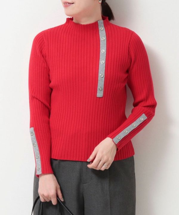 日本NOLLEY'S MALL 前排紐扣配色拉美套頭針織衫 日本NOLLEY'S MALL 前排紐扣配色拉美套頭針織衫