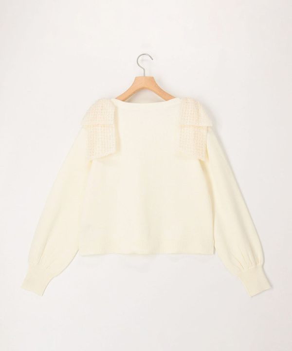 日本NOLLEY'S MALL 套頭針織衫，肩部飾有寬大的緞帶 日本NOLLEY'S MALL 套頭針織衫,肩部飾有寬大的緞帶