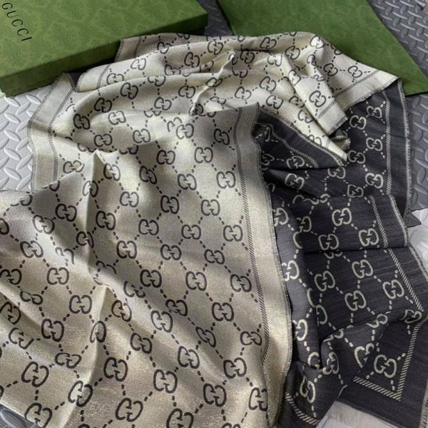 超值代購-GUCCI 經典鑲金絲披肩圍巾(售價已折) GUCCI ,羊毛,大方巾,圍巾