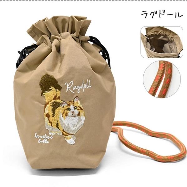 日本 輕便刺繡貓貓和狗狗繩結shoulder bag 日本 輕便刺繡貓貓和狗狗繩結shoulder bag