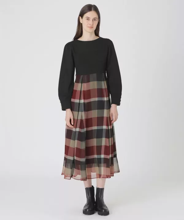 日本 BLUE LABEL CRESTBRIDGE雪紡拼接連身裙 日本 BLUE LABEL CRESTBRIDGE雪紡拼接連身裙